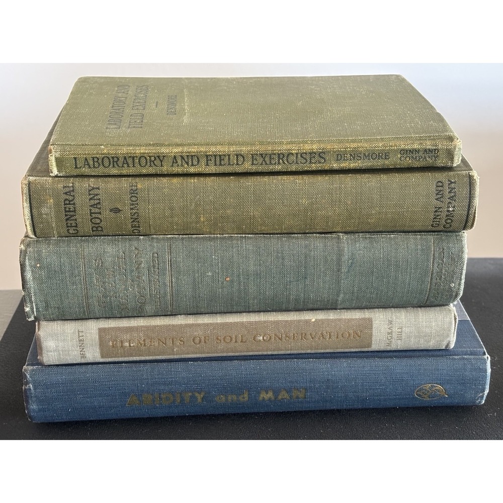 5 Antique Book Lot Botany Soil Conservation Densmore Aridity & Man Vtg 1908-1965